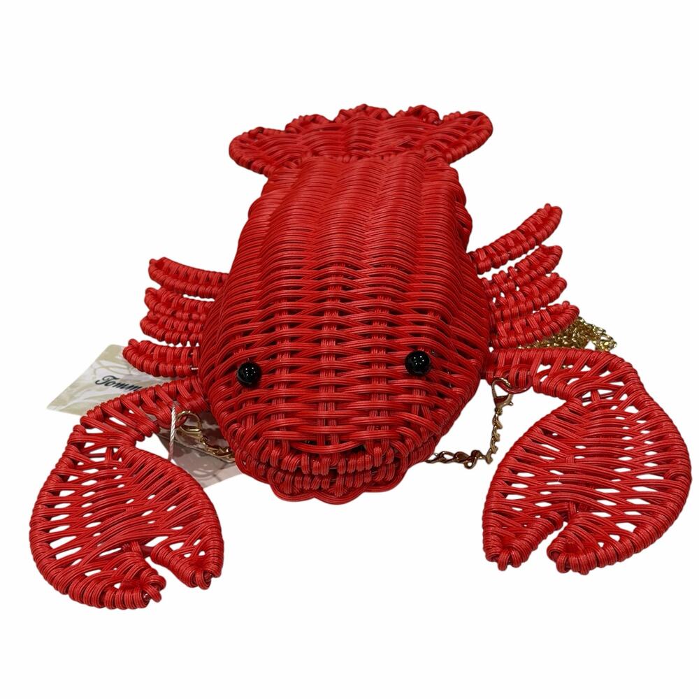 Tommy Bahama Rattan Lobster Bag Red Wicker Crossbody Gold Chain NWT FIRM on Posh - Picture 2 of 16
